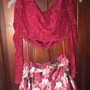 Two piece off the shoulder homecoming dress